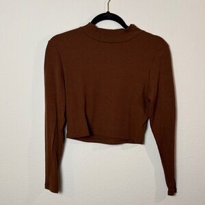 Altar'd State Brown Long Sleeve Crop Top
